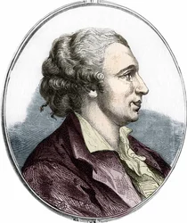 Retrato de Pierre Augustin Caron de Beaumarchais (1732 - 1799) escritor e dramaturgo francês. gravura de 1866.