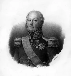 Retrato de Pierre Claude, Conde Pajot, dit Pajol (1772-1844), general francês, gravura do século XIX