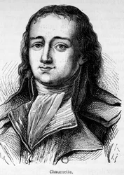 Retrato de Pierre Gaspard Chaumette (1763-1794), político francês, membro do Clube Cordeliers e promotor público - sindicato da Comuna Seguradora de Paris... Ele foi preso e guilhotinado com extremistas anfitriões.