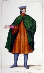 Retrato de Pierre Rogiers, malabarista e trovador do século XII.