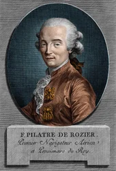 Retrato de Pilâtre de Rozier (1756 - 1785), físico e aeronáutico francês (primeira viagem em um balão de ar quente)