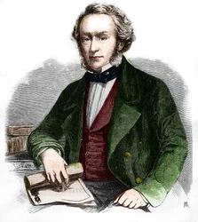 Retrato de Richard Cobden. Economista e político britânico (1804 -1865). Gravura de 1866.