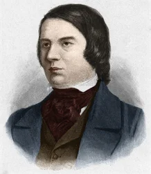 Retrato de Robert Schumann (1810-1856), compositor alemão. baseado em um desenho de Mengel.