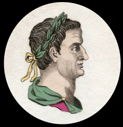 Retrato de Servius Sulpicius Galba (3 a.C.-69 d.C.), Imperador Romano. Gravura do século XIX