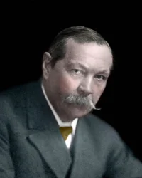 Retrato de Sir Arthur Conan Doyle (1859-1930), romancista inglês.
