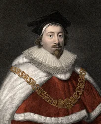 Retrato de Sir Edward Coke (1552-1634), Jurisconsulto Inglês - Gravura a cores do século XIX