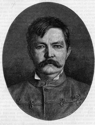 Retrato de Sir Henry Morton Stanley, pseudônimo de John Rowlands (1841-1904), explorador e jornalista britânico. Gravura em "Le Journal de la jeunesse".