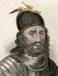 Retrato de Sir William Wallace (Braveheart) (c. 1270-1305), cavaleiro escocês. Gravura do século XIX.