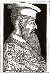 Retrato de Skanderbeg (ou Scanderbeg) (1403 - 1468), homem de guerra albanês.