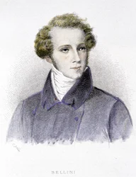 Retrato de Vincenzo Bellini, compositor italiano (1801-1835) - gravura