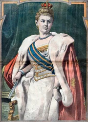 Retrato de Wilhelmina, Rainha dos Países Baixos de 1890 a 1948 (gravura)