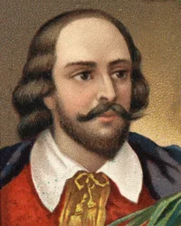 Retrato de William Shakespeare (1564-1616), escritor inglês. Cromolitografia do final do século XIX.