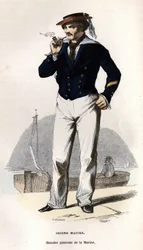 Retrato de um segundo mestre. em "Histoire générale de la marine" de Van Tenac