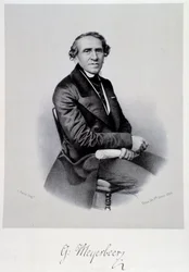 Retrato do compositor de ópera alemão Giacomo Meyerbeer (1791-1864) Gravura. Século XIX. Bolonha, musico civico