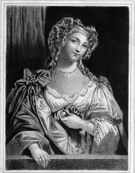 Retrato da Duquesa de Fontanges (1661 - 1681), preferida de Luís XIV. Gravura do século XIX.