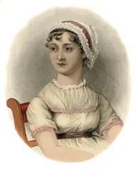 Retrato da escritora inglesa Jane Austen (1775-1817) Gravura de 1870.
