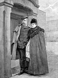 Retrato do explorador norueguês Fridtjof Nansen (1861-1930), cientista e diplomata, com sua esposa.