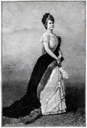 Retrato da Rainha da Roménia Elisabeth Pauline Ottilie Louise de Wied, conhecida como Carmen Sylva (1843-1916), esposa do Rei Carlos I - Gravura de 1893 - Elizabeth de Wied da Roménia, final do século XIX - Retrato de Elizabeth (1843-1916), Rainha