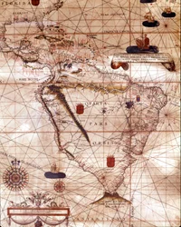 Portulan representando a América do Sul pertencente a Bartolomeo Velhio. 1561.