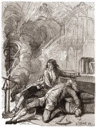 O Professor Georges Guillaume Richmann (1711-1753) morreu na sua oficina após uma experiência com um electrómetro
