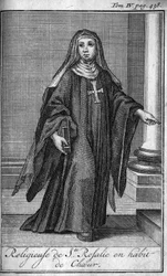 Ordem religiosa. Religiosos de Santa Rosalie em vestido de coro em Palermo, na Sicília, no século XVII. Na "História das ordens militares ou dos cavaleiros, das milícias seguras e rotineiras de ambos os sexos, que foram estabelecidas até agora". Edição tir