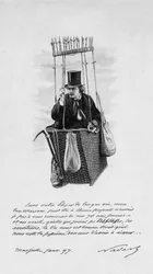 Representação de Felix Tournachon dit Nadar (1820-1910) na nacele de um balão. 1897