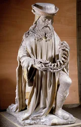Representação de José de Arimatéia Escultura em pedra do século 16 Compiegne, Musee Vivenel