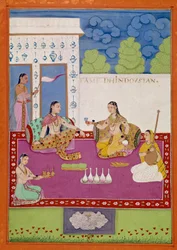 Representação de uma mulher hindustana na corte do Shah Alam. Página retirada de um manuscrito que descreve as viagens de Niccolao Manucci (1639-1717) Século XVII. Paris, NL