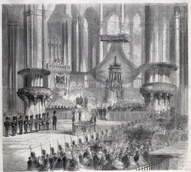 Risorgimento - Celebração do Te Deum na Catedral de Milão na presença de reis da Itália e da França