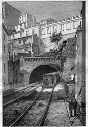 Estrada de ferro de Lyon a Fourviere - gravura em "Journal des voyages" 1884