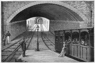 Estrada de ferro de Lyon ao croix Rousse - gravura em "Journal des voyages" 1884