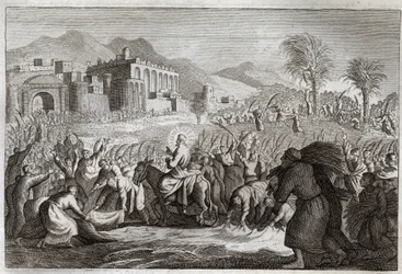 Bíblia de Royaumont, Novo Testamento: O Triunfo de Jesus Cristo. A entrada de Jesus em Jerusalém. Ilustração de 1811.