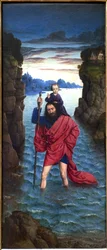 São Cristóvão. Pintura anónima, óleo sobre madeira, primitivo...