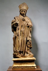 São Hubert em eveque Escultura de madeira