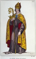 Saint Louis de Toulouse ou Saint Louis de Anjou. Sobrinho de São Luís (1274 a 1297), bispo de Toulouse. gravura de 1830