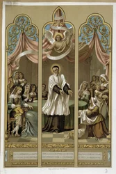 São Vicente de Paulo estabeleceu o trabalho dos Enfants Found - de acordo com o vitral 18 (?).