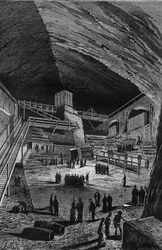 Minas de sal de Wieliczka, Polónia. Gravura em "Natureza".