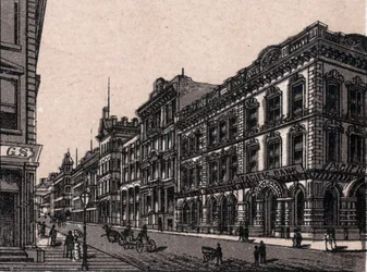 São Francisco, Estados Unidos: vista da Pine Street. em "O mundo ilustra 168 vistas" Sem data (final do século XIX)