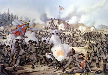 Guerra de Secessão 1861-1865, ou Guerra Civil Americana: batalha de Fort Sanders ou Fort Loudon (Tennessee) em 29/11/1863. Gravura. Século XIX.