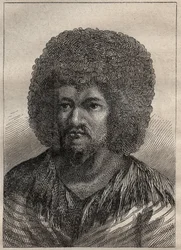 Segunda viagem (1772-1775) do Capitão James Cook (1728-1779): retrato de O-Too (O Too), Rei do Taiti - ilustração tirada de "Os Grandes Marinheiros do século XVIII".
