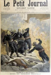 O Sargento Bauchat morreu durante os bombeiros após a explosão da rue de Reuilly. Ilustração do "Pequeno Diário" de 1894.