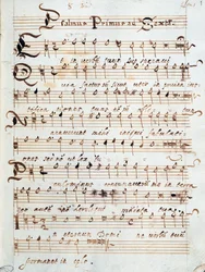 Página de música de salmo para quatro vozes, que pertenceu ao Cardeal Francesco Gonzaga