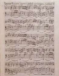 Página de música em folhas do Segundo livro de Toccate de Girolamo Frescobaldi