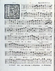 Página de música do segundo livro da sinfonia de Sacrae, de Giovanni Gabrieli