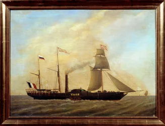 Navio com lâminas sobre o rio Tejo Pintura Anónima. Museu da Marinha de Marselha do século XIX