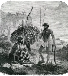 Caçadores de serpentes na Austrália. Gravura de 1868