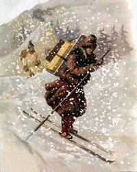 Esquiador de neve. Chromo.