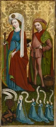 Santa Catarina e São Vito com Anna von Freiberg e suas filhas, por volta de 1450 (tempera e óleo no painel)
