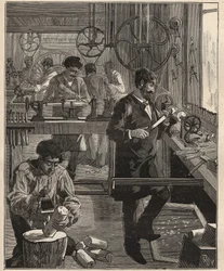 A Arte do Tour: Oficina Turner sobre madeira. Gravura a partir de 1885 em "Les arts et metiers illustres" de Adolphe BITARD.