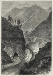 O Brenner Railway (Brennero) ao Tirol (Tirolo - Tirol) - Engraving 1867 -